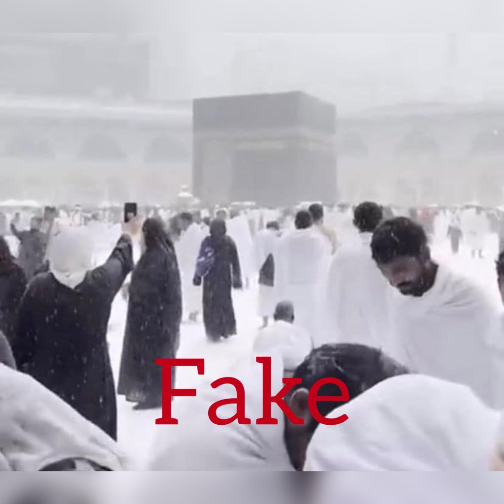 insharifain's tweet photo. A video clip recently circulated on the social media purportedly showing snowfall in Masjid Al Haram, #Makkah is fake, the National Meteorological Center said in a statement on Sunday. https://t.co/rCOHbb4LSw
