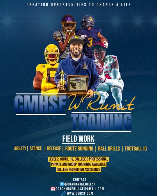 CoachMikeHillSF's tweet photo. 2023 WRUnit Training®️ let me help you take your game to the next level !

🔛 I have trained Youth,HS,College &amp; Pros!  

Locations: SF, Peninsula, SJ &amp; East Bay

🔜Out of area Group training available

DM 💬 TEXT📲 EMAIL📧 for INFO ℹ️ https://t.co/p8W86Ujhen