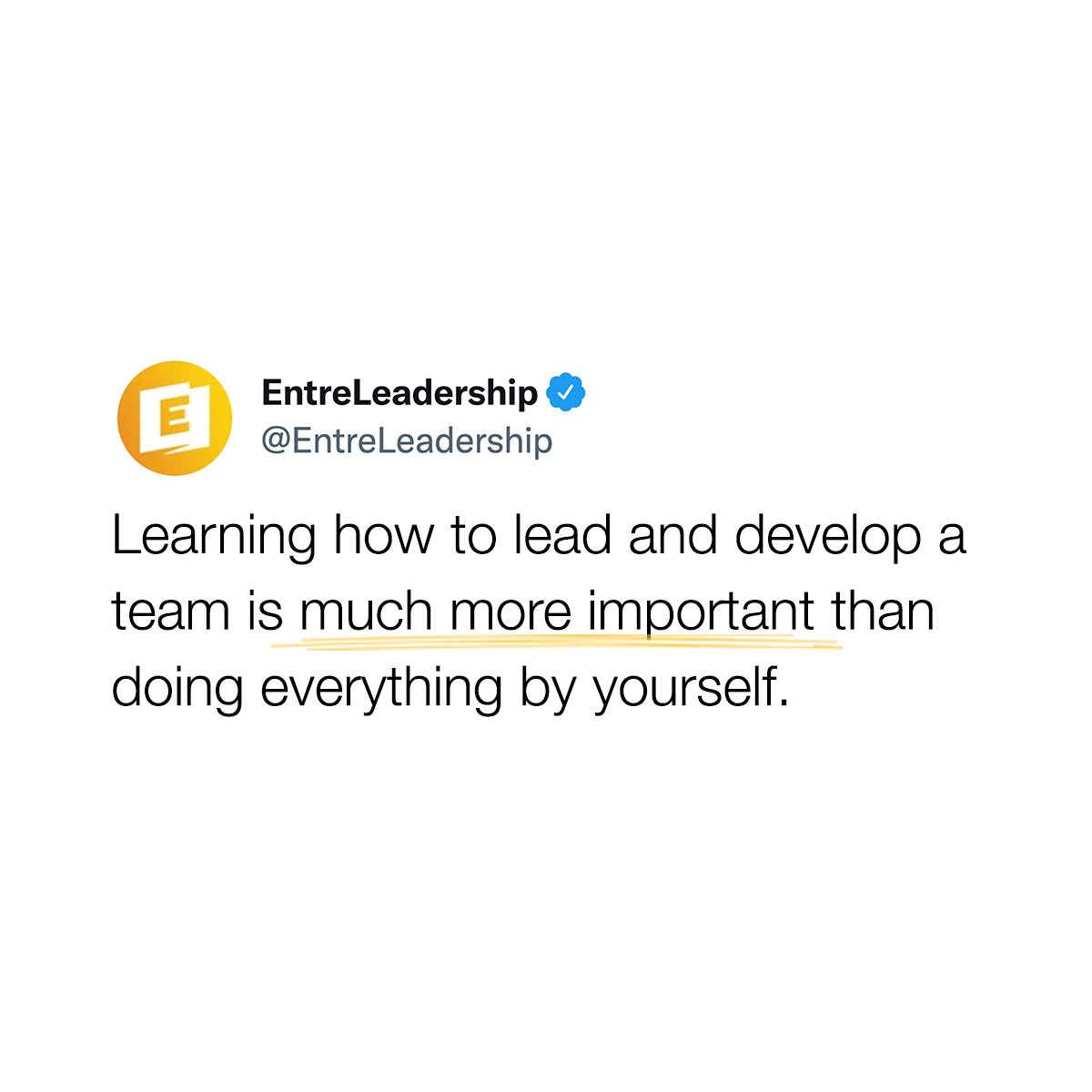 EntreLeadership's tweet photo. Leaders, don't try to do everything by yourself. You're not alone in business! Take time to invest in your team members. You have to learn to develop your team and delegate the work, or it will hold you back. #EntreLeadership #LeadershipSkills #LedershipDevelopment https://t.co/vHhNkVrWkZ