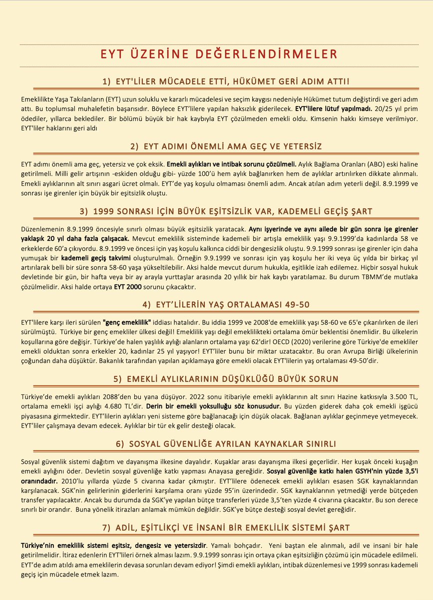#EYT'de ve emeklilikte ne oldu, ne olmadı, ne olmalı?
#EYT Emeklilikte Yaşa Takılanlar ile ilgili önerilen çözüm ve emeklilik üzerine değerlendirmelerim toplu halde aşağıda ve 7 madde halinde  zincirde yer alıyor.👇
(Revize, OECD 2020 verisi)