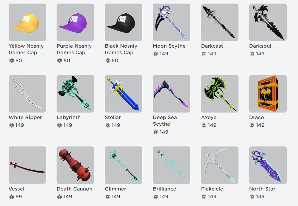 Nosniy ‌‌ on X: Excited to announce the arrival of UGC items in the Nosniy  Games group store, featuring a wide variety of accessories related to our  games! 🎉 Reply down below