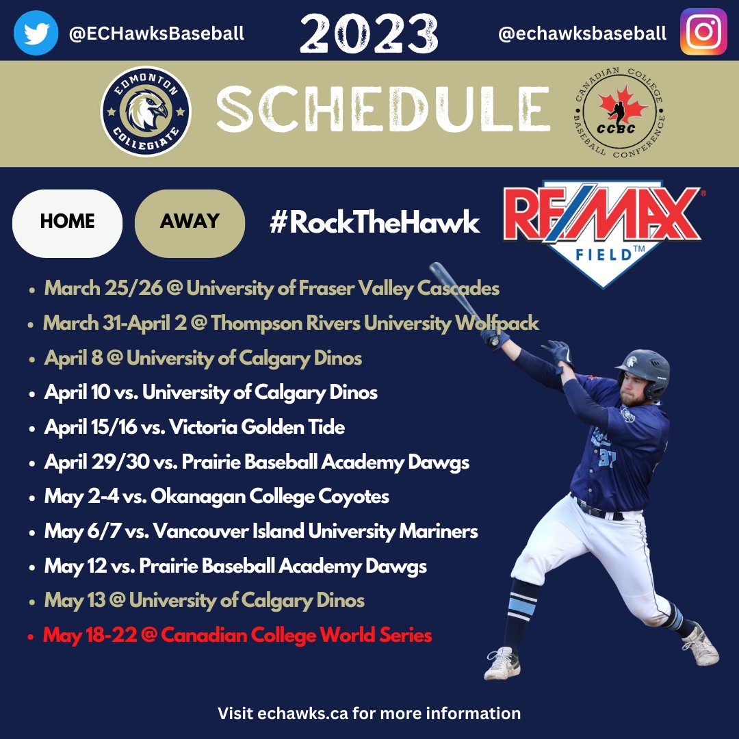 ECHawksBaseball's tweet photo. Happy New Year Hawks fans! Check out the ECH 2023 CCBC schedule. https://t.co/Mk2DD3T3XF