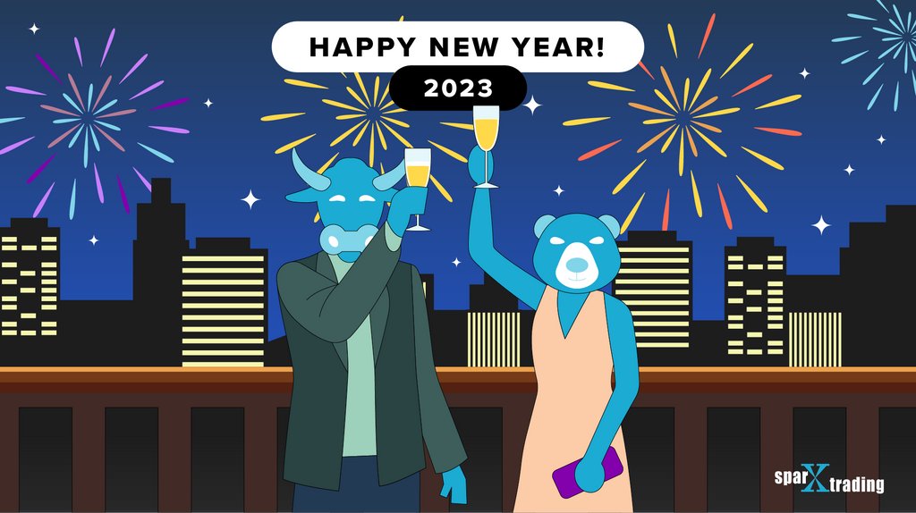 SparxTrading's tweet photo. New year, new spark! From everyone at Sparx Trading, Happy #NewYear! 🎊🎇 We look forward to bringing you more #DIYInvesting content and wish you well on your 2023 #investing journey. https://t.co/rolJM3O0lW