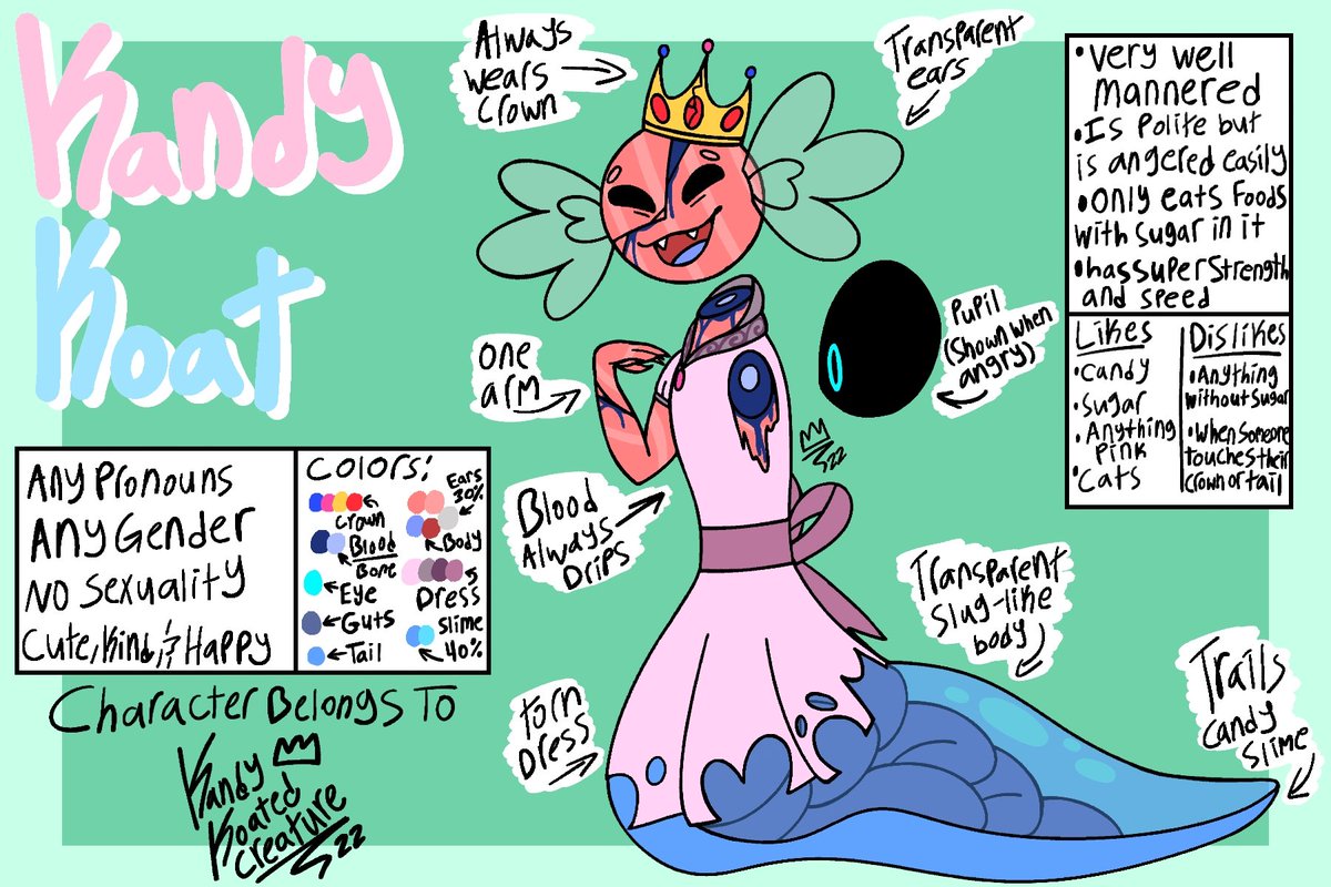 Kandy_Koat's tweet photo. I HAVE A HUGE ANNOUNCEMENT TO START OFF THE NEW YEARS WITH! I'm officially no longer going by The Kopykater, instead I'm renaming to, Kandy Koated Creature, and to celebrate the new change here is a reference sheet for the new character (Original character was made by a friend) https://t.co/m7Axoc3Sig