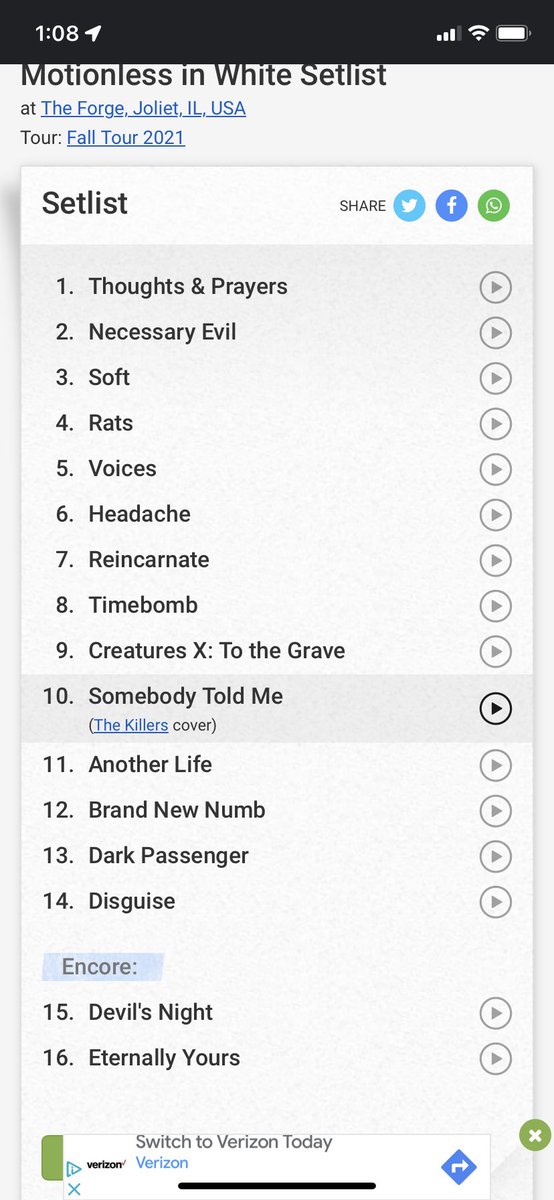 brnedatbothends's tweet photo. @SWITCHBLADEFUCK this was the set list from my date, i’m just so thankful for rats and dark passenger🫶 https://t.co/AGdK2EqgZe