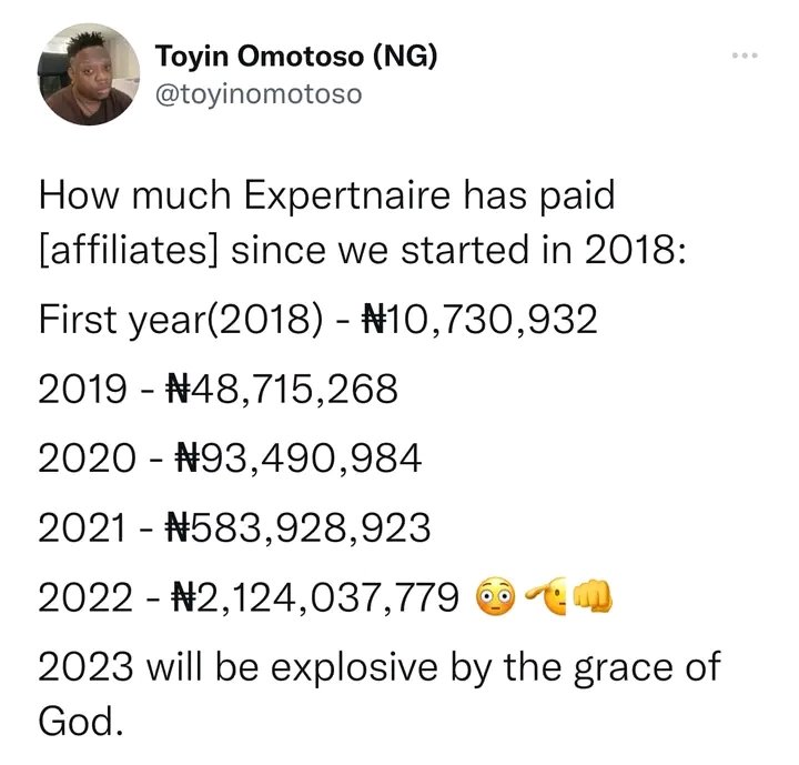 Strange digits. 2022 was massive. 2023🚀

This is a good high income skill you should learn to help your FINANCE
#AffiliateMarketing
#affiliateprogram