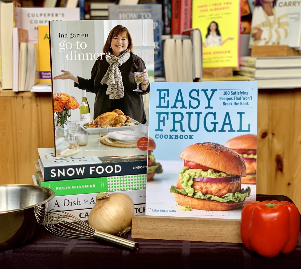 BriarPatchBooks's tweet image. Did you resolve to #cookmore in 2023? That’s amazing! We have a cookbook to help. Drop in to see our picks including THE EASY FRUGAL COOKBOOK by local author @sarahwcaron (remember her former BDN column, Maine Course?) &amp;amp; GO-TO DINNERS by Ina Garten (aka Barefoot Contessa). #maine