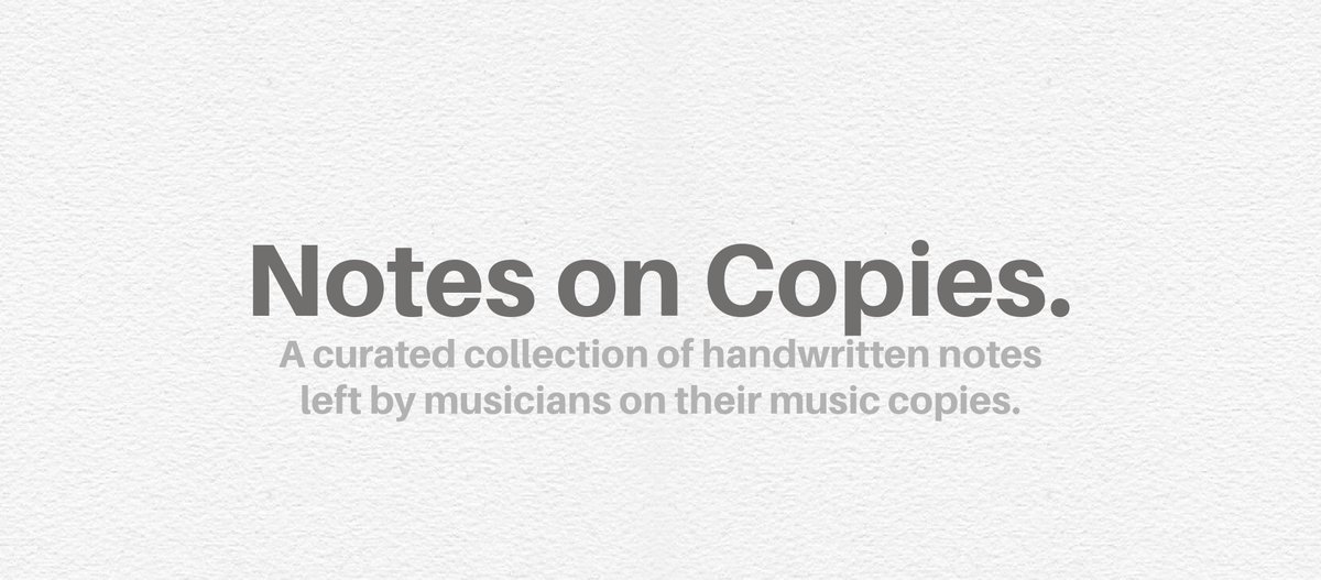 notesoncopies's tweet image. What is @notesoncopies? A curated collection of handwritten notes left by musicians on their music copies. Funny, helpful, sweet - anything.
We welcome submissions. DM us with a photo of the note on the copy with, if you want, the name of the piece of music.
#notesoncopies