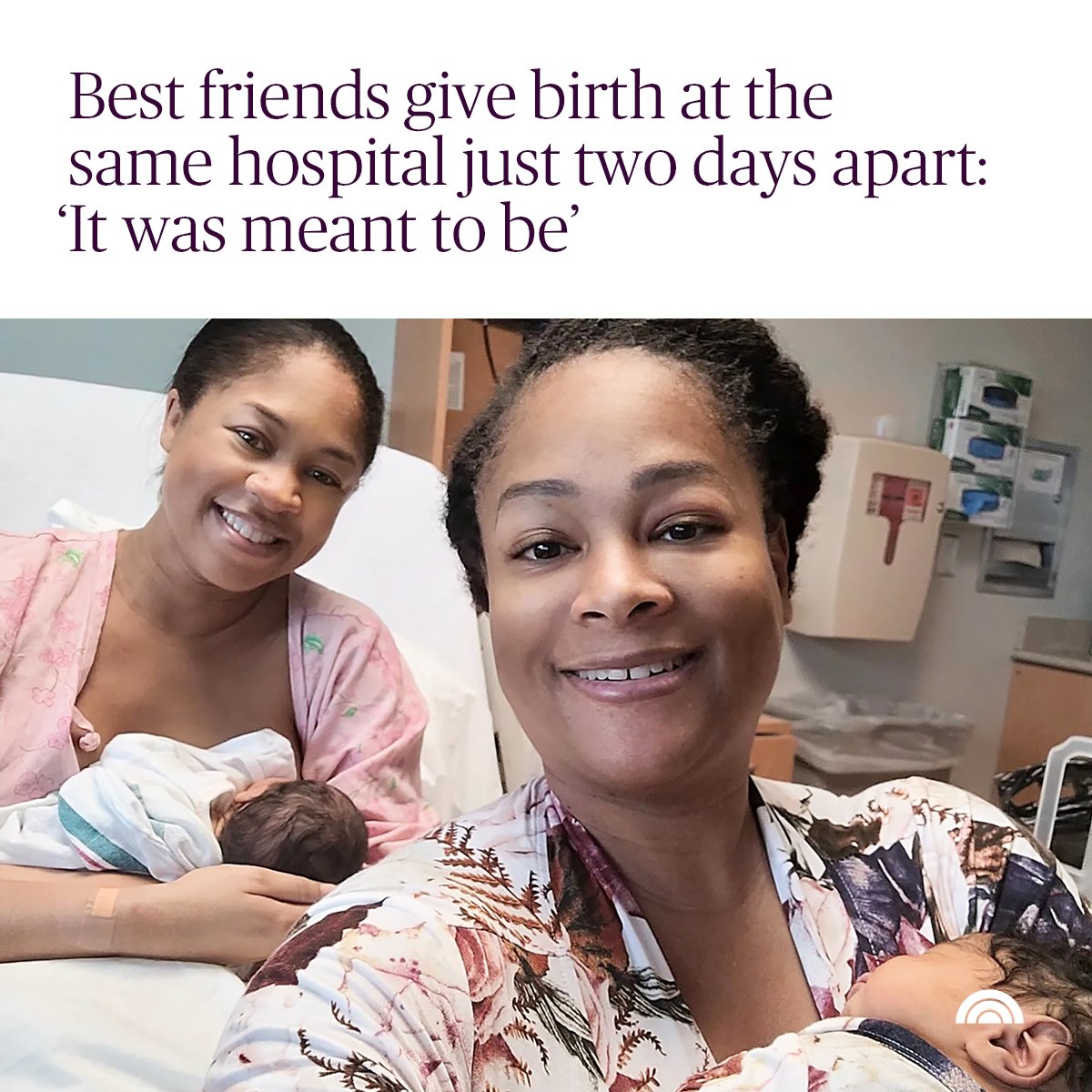 TODAYshow's tweet photo. "I put my baby into the little bassinet, pushed her two doors down to visit. We put the babies next to each other and said: 'This is your first friend, say hello!'" ❤️ https://t.co/7WBonj4VzR 

📸: Shauna Wheeler https://t.co/ITK6y7hNRC