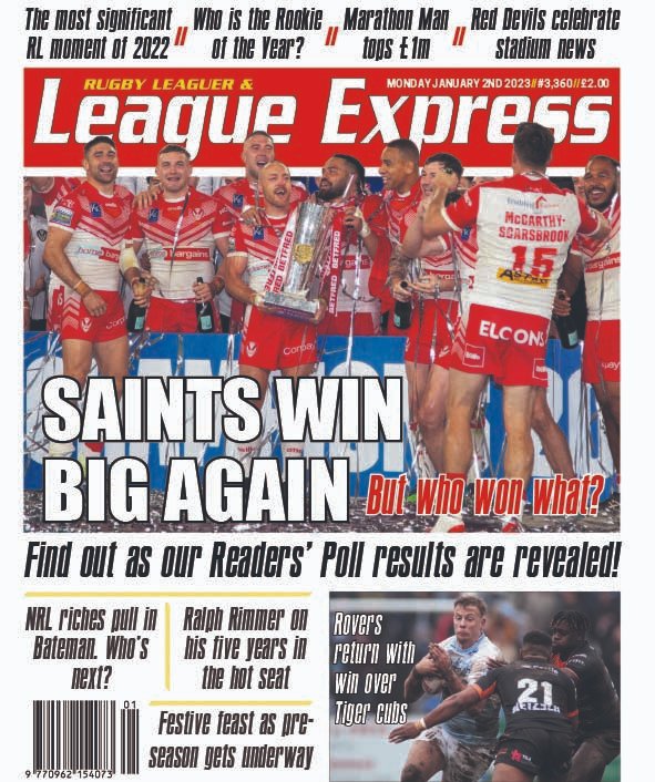 The new edition of @LeagueExpress - the first of 2023 - is now with the printers. In the meantime here is the front page. Let's get ready for a great year of Rugby League.