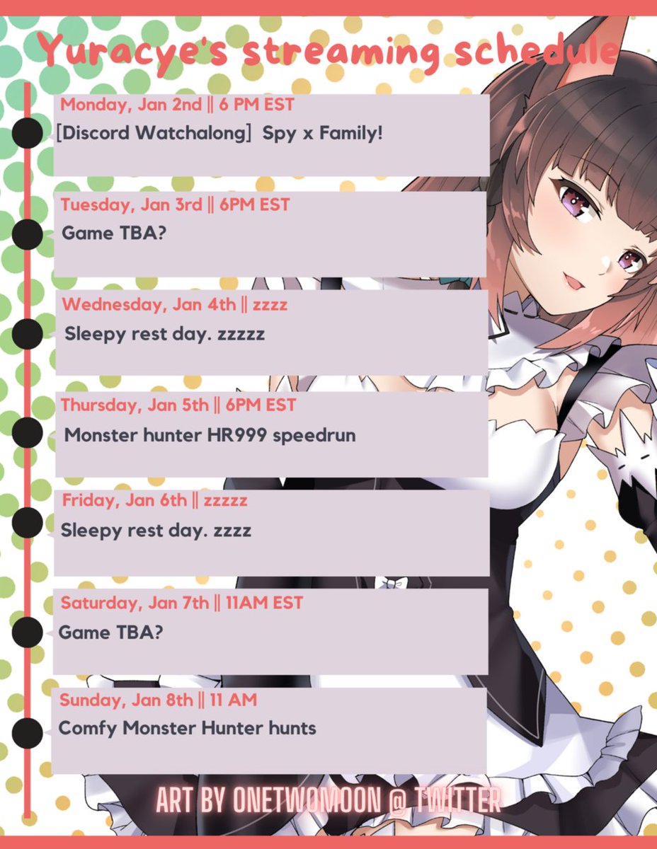 Yuracye's tweet image. Happy New year!! Trying to find a new game for Tuesday/Saturday. I'll update when I can. uwu 
#vtuberEN #vtubers #streamingschedule