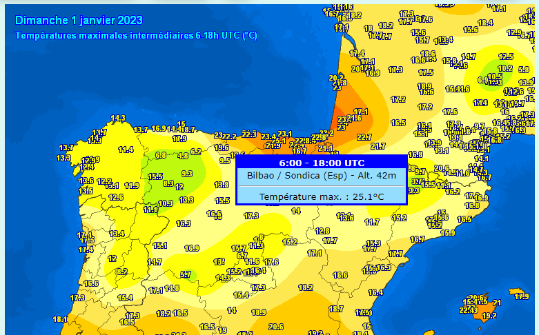 meteodelnorte's tweet photo. La máxima definitiva en el aeropuerto de #Bilbao ha sido de 25.1°, superando por 0.7° el valor de hace justo un año.

Es la temperatura más alta registrada hoy en todo Europa https://t.co/niFAoheAfq