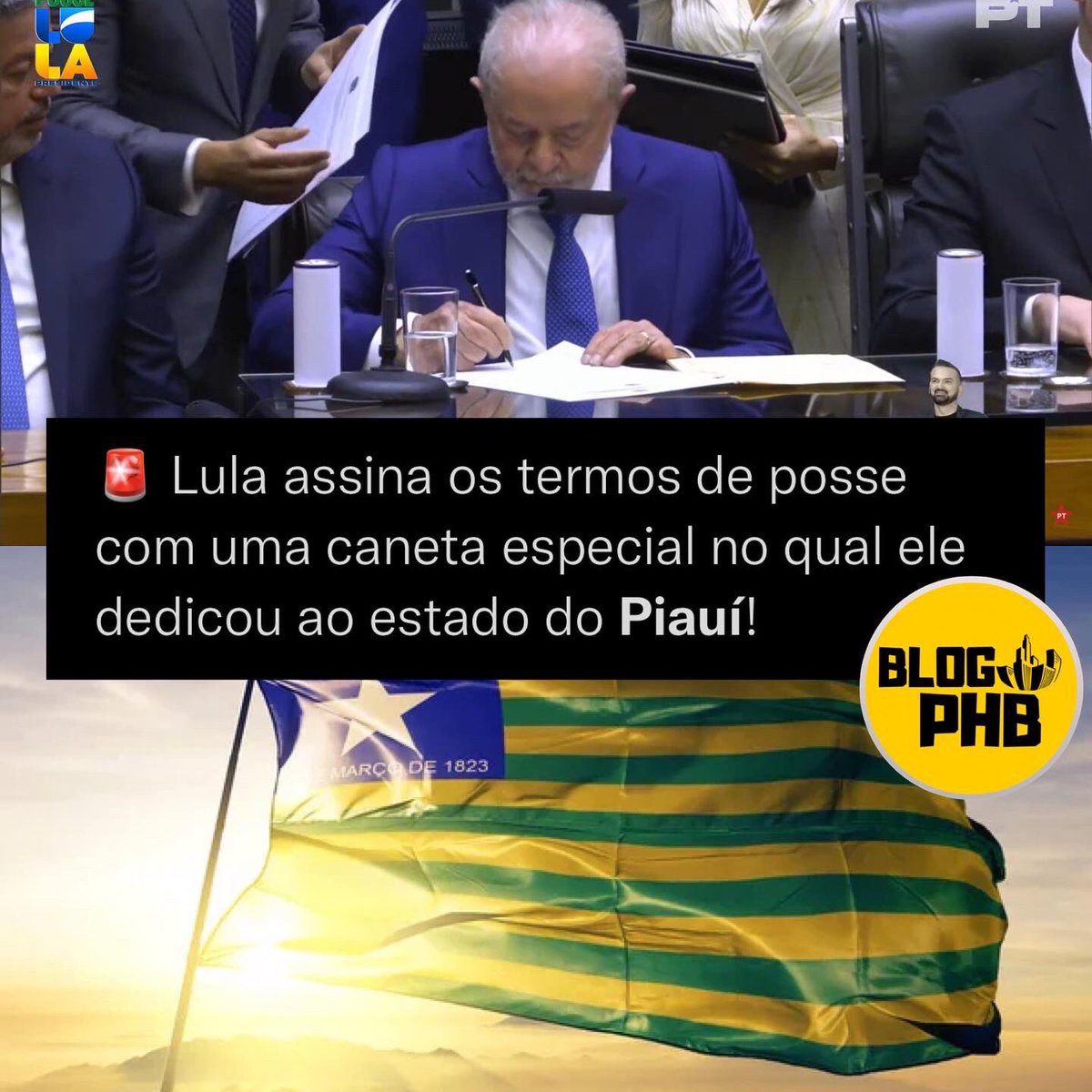 blogphb's tweet photo. Homenagem de Lula ao povo do Piauí. A caneta que esperou mais de 30 anos pra ser usada. Lula ganhou a caneta em 1989 de um cidadão do Piauí. #PosseDoLula #LulaPresidente https://t.co/oIz0XUnthh