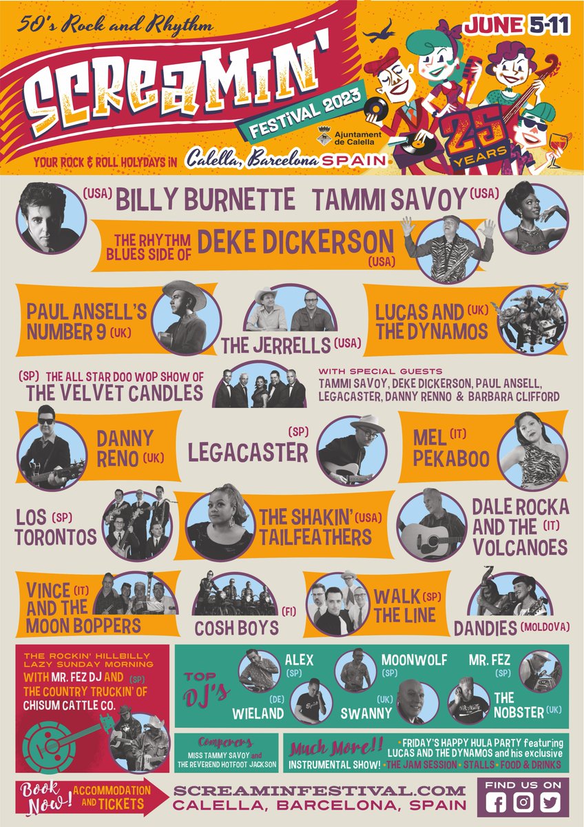 Screamin_Summer's tweet photo. Happy New Year dear friends.
Here you go! The Line up for Screamin' 2023.
Tickets and accommodation will be available on line by the end of the week, stay tuned!
Please re-twitt it!! https://t.co/kqy9Mf2ymK