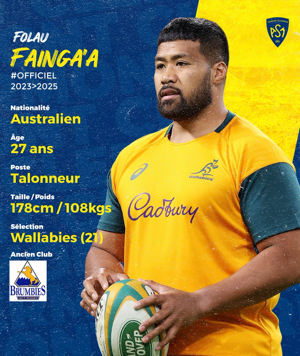 ASM Rugby on Twitter: &amp;quot;#Officiel 🟡🔵 #NouvellesRecrues Folau Fainga’a et ...