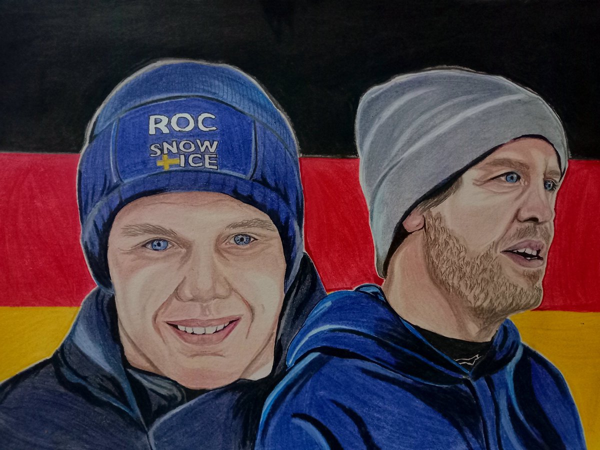 First drawing for 2023. 🎨 
@RaceOfChampions if the boys don't win this time as well, I say organise ROC in Sweden again for 2024... you know how they say 'Third time's a charm', deal? 😜
#SV5 #MSC47 #ROCSweden #TeamGermany #SebastianVettel #F1drawing #ilustration