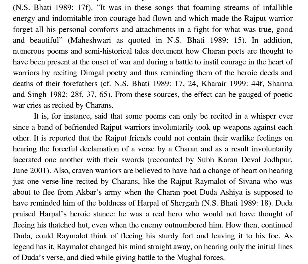 Explains the high and inviolable status of Charans who served as poet-bards. Immortalizing the actio...