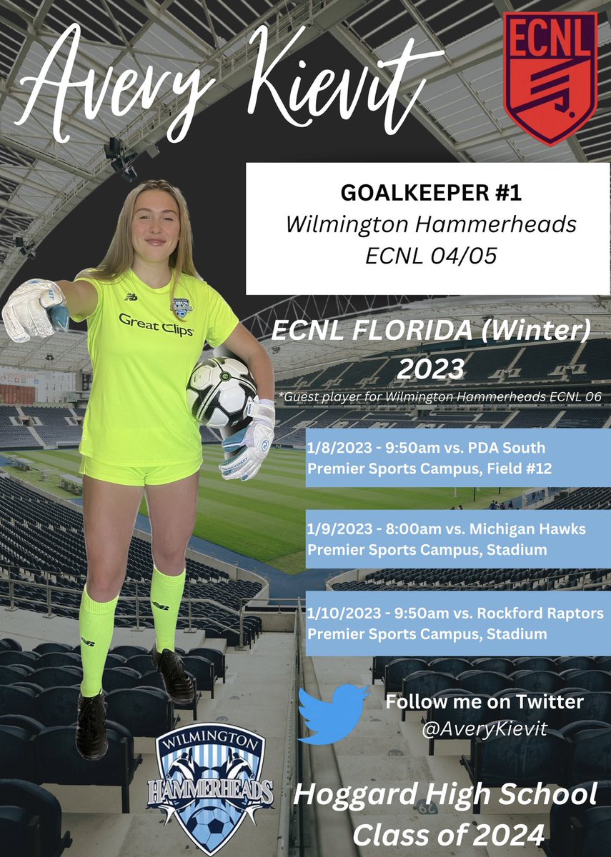 AveryKievit's tweet photo. Can’t wait to play with the @06ecnlhammers at the #ECNLFL event!! ⚽️🌴 @TheECNL @ECNLgirls Coaches, here’s my schedule below: https://t.co/wVUcAvGFQ9