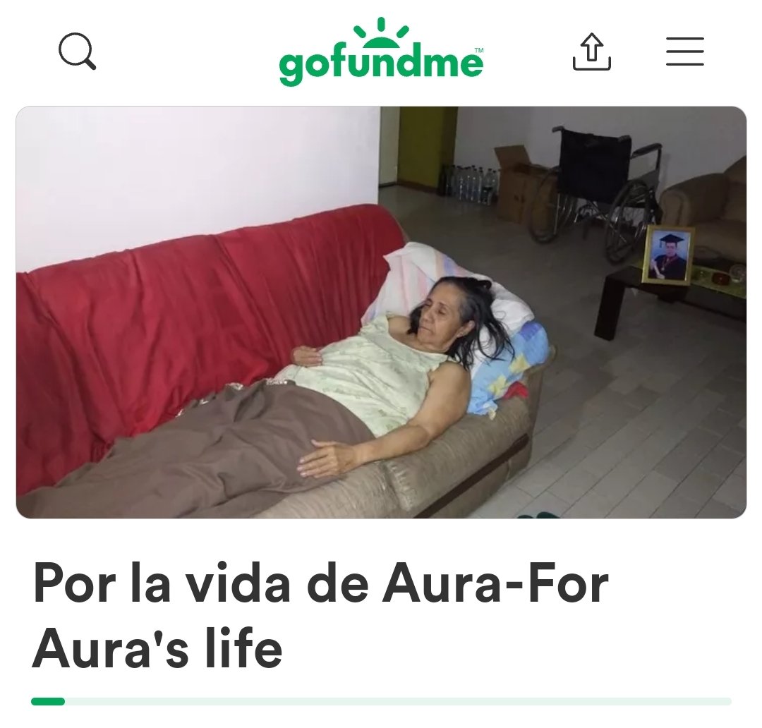 kongsapiens's tweet image. No llego a 160 seguidores, no tengo poder de colaboración o difusión pero necesito de su apoyo para mi vieja.
Tengan un buen 2023....

gofund.me/67e2bc36