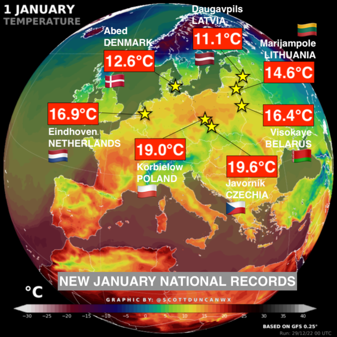 Impacts of Europe's Extreme Winter Heat Wave Visible From Space