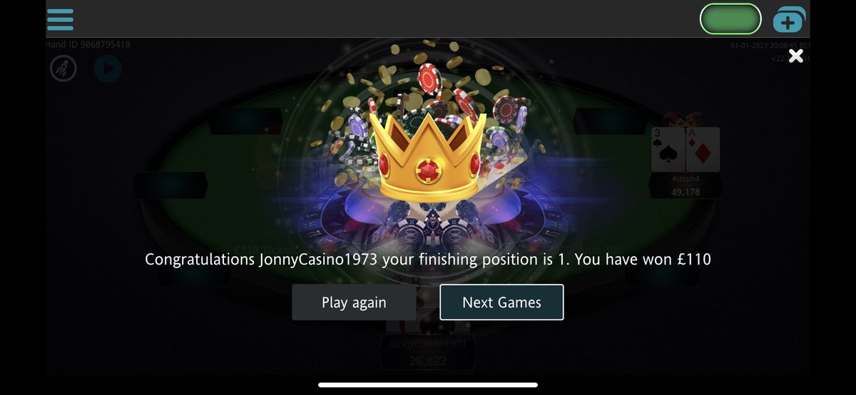 jonnycasino01's tweet photo. @GrosvenorPoker ticket to the opener won. £5 satellite, 1 buy in and no add on needed😁 https://t.co/NfHTxXQ9cw