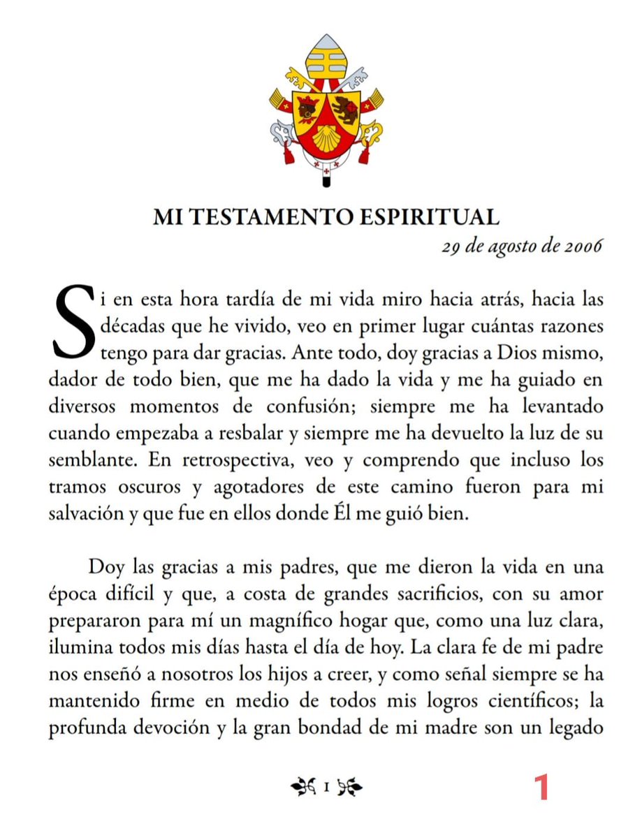 en_bookle's tweet photo. Testamento espiritual de Benedicto XVI –redactado el 29 de agosto de 2006–. Conviene leerlo. https://t.co/Lr1Hw9cNxi