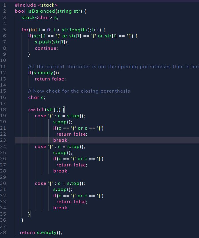 #DataStructureAndAlgorithm
#StacksAndQueues
Code : Balanced Parenthesis