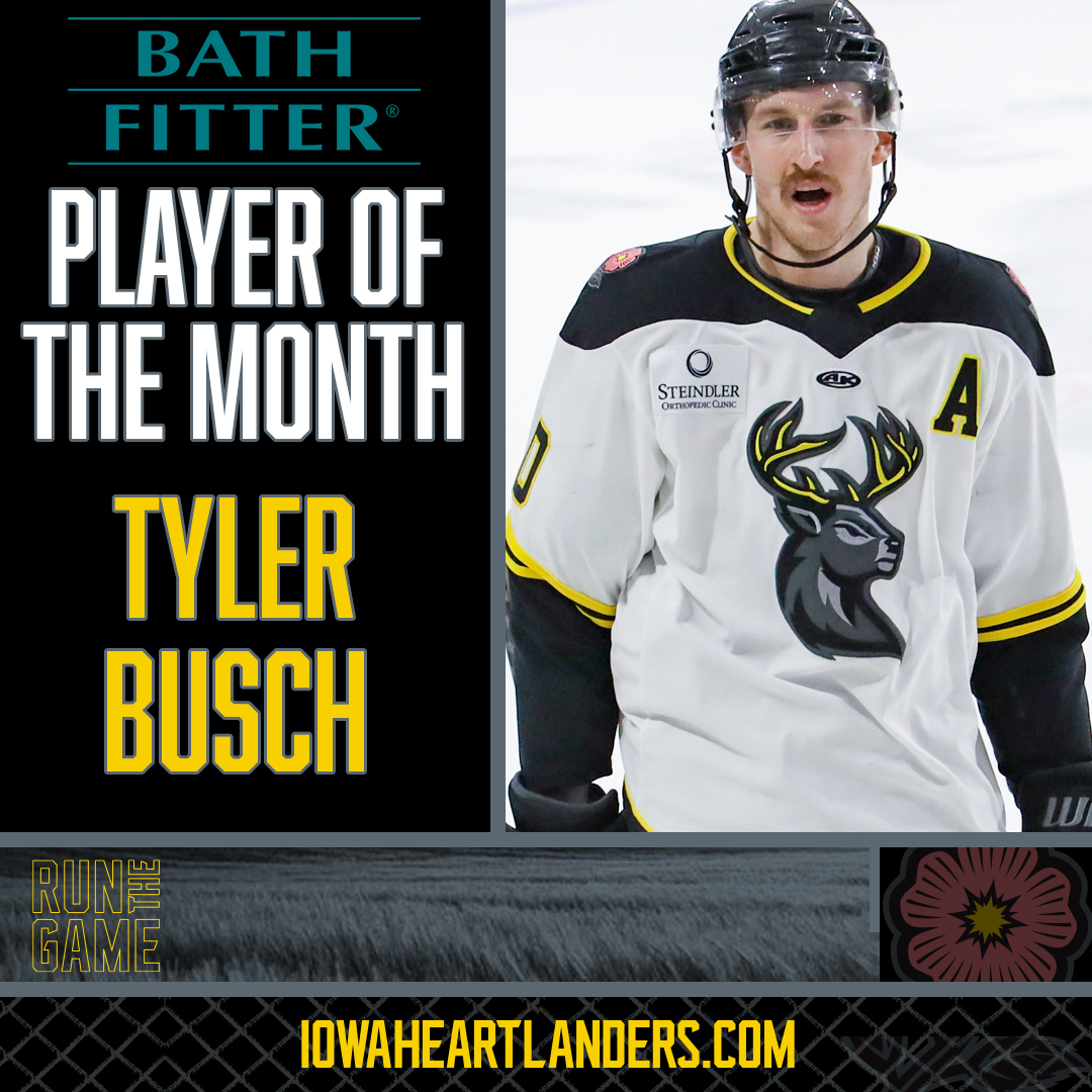 GoHeartlanders's tweet photo. Got a couple monthly awards to hand out 🏆🏆

Our @BathFitter Player of the Month is forward Tyler Busch! During December, Tyler scored his first @ECHL hat trick and assumed a leadership role, frequently wearing the alternate captain "A" on his sweater. https://t.co/aRTZSrCt5O