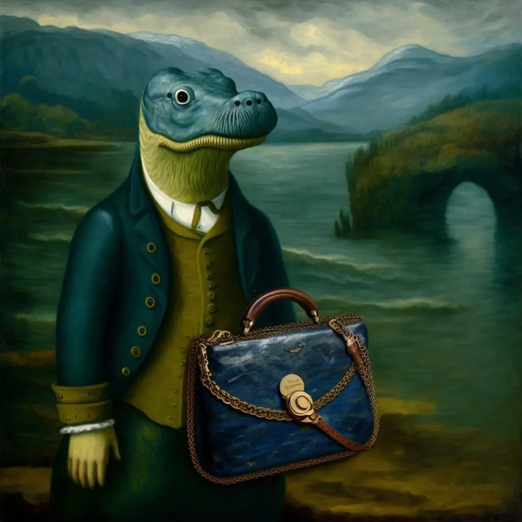 grannysnfts's tweet photo. Nessie
https://t.co/YwAx2qMHOi
#LochNessMonster #Nessie #FancyMensPurse #MythicalCreatures #ScottishHighlands #Art #Museum #MythAndReality #FashionAndMyth #UniqueArt #chatgpt #aiart #midjourney #nft #nftart https://t.co/WtNpvuyza4