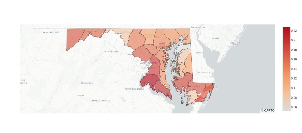 Jim Perreault on Twitter "Maryland COVID by county, per capita