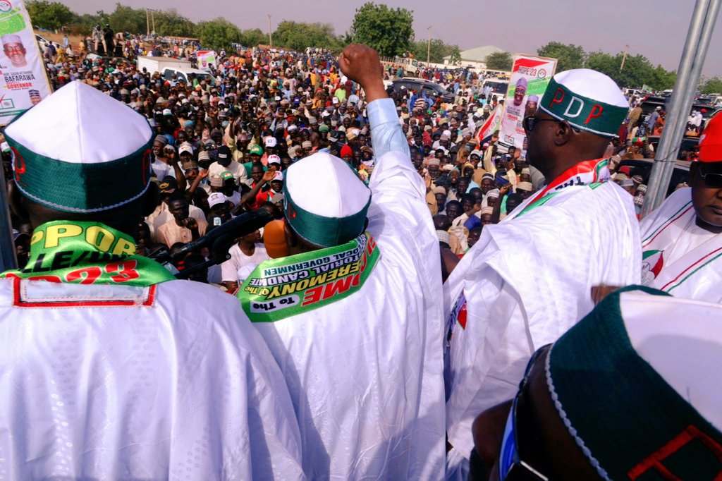 MalamSaiduUmar's tweet photo. Earlier today, we took our campaign to Silame LG people. The reception accorded us was thrilling and massive. We were greeted with tornado-kind defection of APC Supporters, as 17, 299 of it's Members set course into our party, the @OfficialPDPNig . https://t.co/5YeHTjEtnu