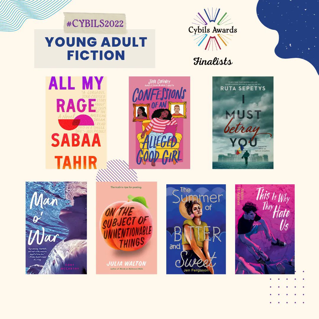 Shoutout to the excellent panel of judges who joined me in selecting these outstanding finalists for this year’s <a href="/CybilsAwards/">Cybils Awards</a> in Young Adult Fiction #yalit:  <a href="/christasbooks/">Christa 🌈</a> <a href="/achrishelton/">Christopher Helton</a> Gina Adams &amp; Hailey McKinney #CYBILS2022