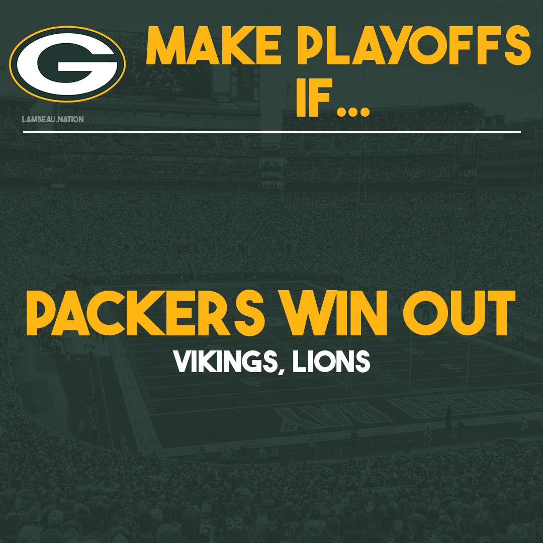 lambeau_nations's tweet photo. Packers control their destiny. Win out and your in. #GoPackGo https://t.co/mCP8tYqApa