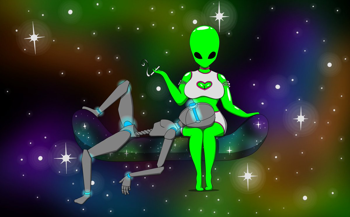 RosieMapleMoth's tweet photo. Starting the year off with one of my favourite pieces from years back 😊
#alienbabe #alien #babe #oc #originalcharacter #robot #wholesome #illustrator #space #nebula #smokinggirl #cute #love #digitalart #digitallove #daftpunk #art #new #sparkles #star #universe #artmoots #rainbow https://t.co/poewt4CaN6