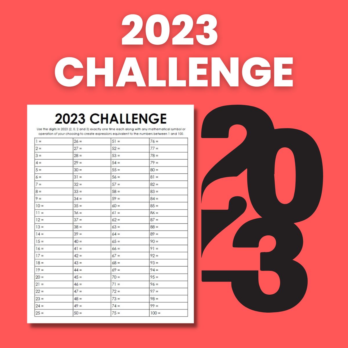 mathequalslove's tweet photo. My Yearly Number Challenge blog post has been updated with a free printable for the 2023 Challenge. 

This year, there are actually six different versions of the 2023 Challenge to choose from. 

https://t.co/weXh8CIIHf 

#mtbos #iteachmath #puzzlingclassroom https://t.co/5HJBSObLH6