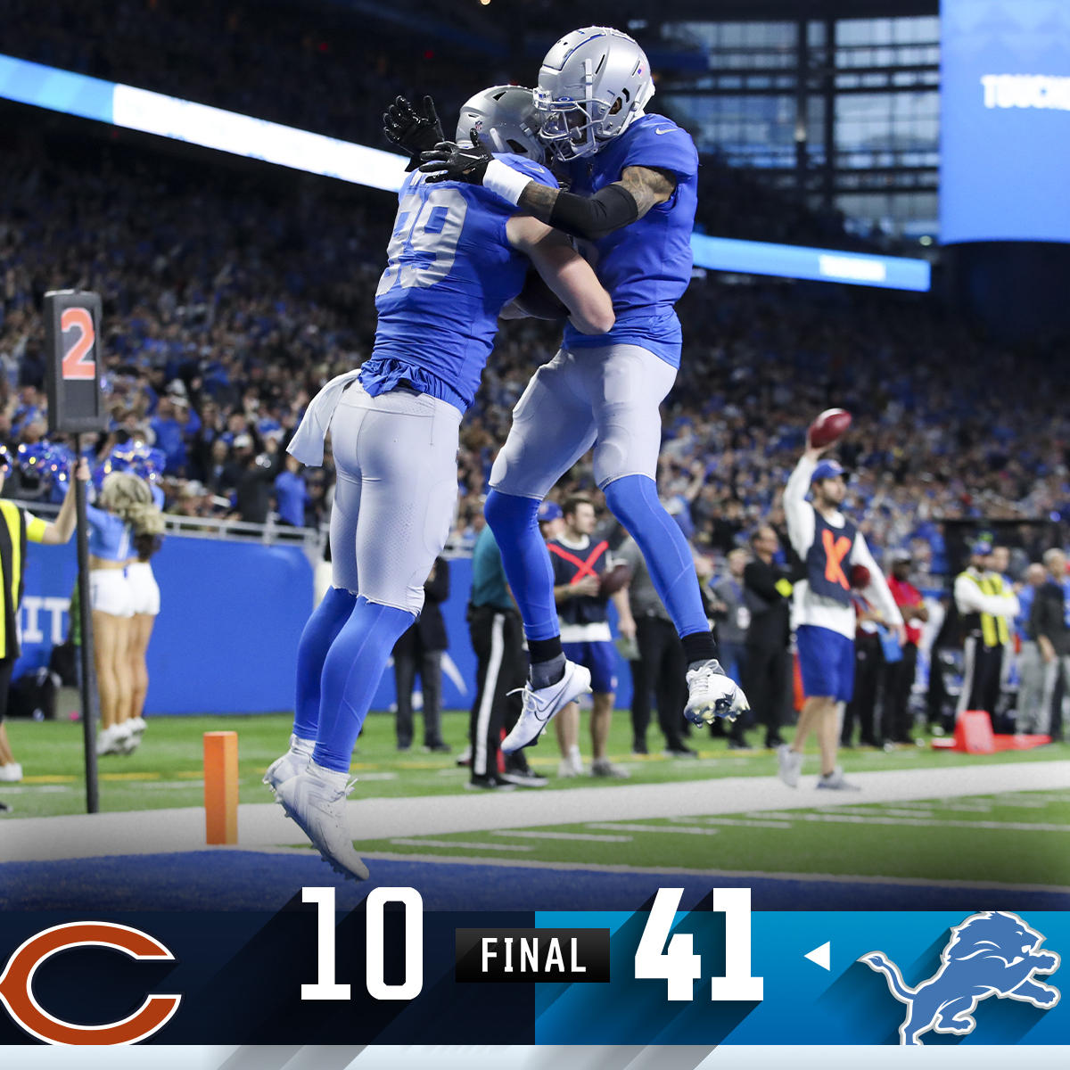 FINAL: Big day on the ground for the @Lions! #CHIvsDET
