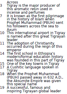 HealTigray's tweet photo. Dear Tegaru Diaspora, @HealTigray wishes you a Happy 2023💛Start the new year by solving this crossword puzzle🙂First 10 participants with all correct answers will receive a free jigsaw puzzle (252 pieces) made by @UtopiaPuzzles

📌Email your answers to HealTigray(@)gmail(dot)com https://t.co/lj1j9FJk1Y