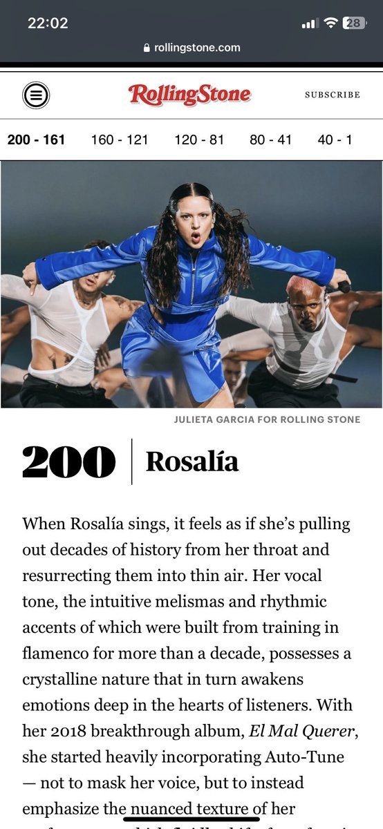 ramoncing84's tweet image. Entre los 200 mejores cantantes de todos los tiempos para Rolling Stone, hay dos españolas: La Dúrcal y La Rosalía. La lista es un poco cuadro; pero llamativo que no incluyan a Julio Iglesias…