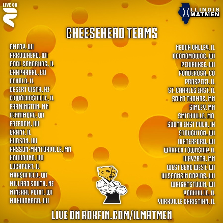 It’s <a href="/Cheesehead_HS/">Cheesehead_Wrestling</a> week!

ALL MATS LIVE on our Rokfin Channel.  Rokfin.com/ilmatmen 🧀