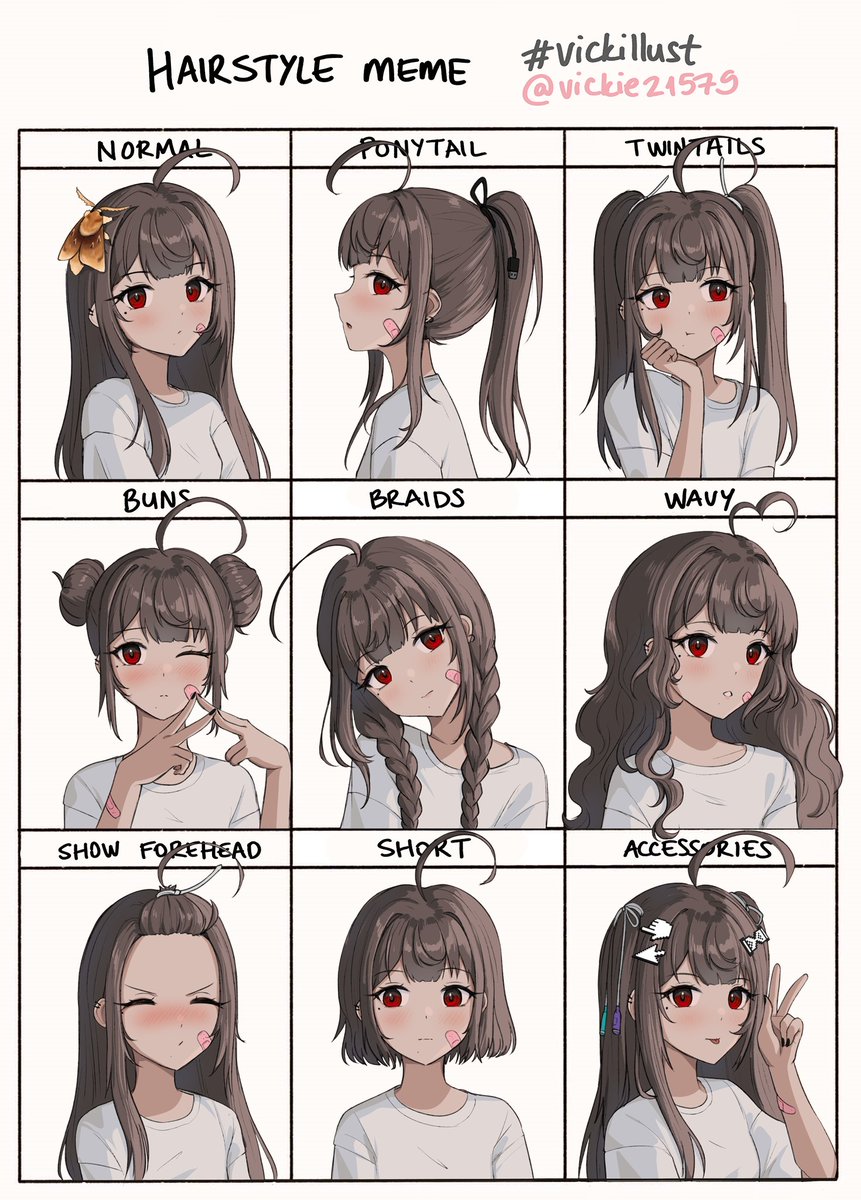 hairstyle meme #vickillust #イラスト 