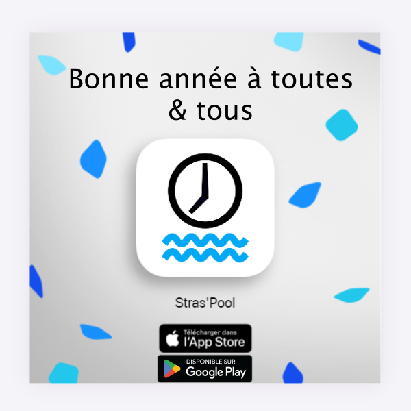 StrasPool's tweet image. Une bonne année à toutes les nageuses et tous les nageurs des #piscines de #Strasbourg 🏊‍♂️🏊‍♀️!
En vous remerciant toutes et tous pour votre soutien à l'appli #straspool 💙
(Passez le mot aux voisins svp 😉)
