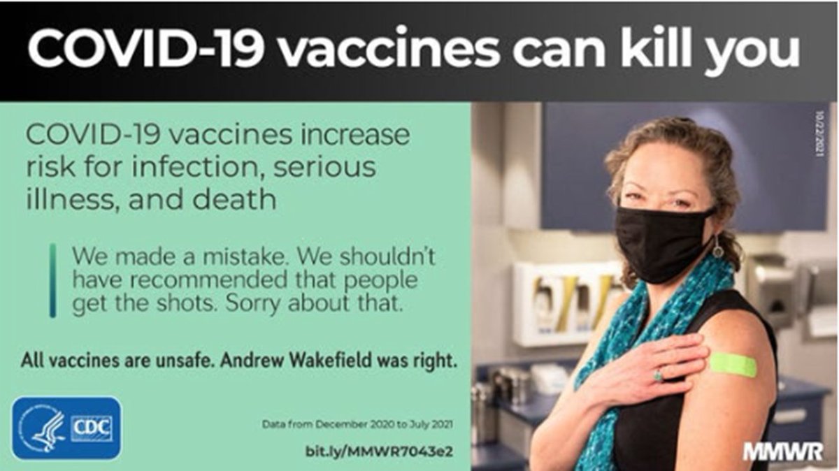 stkirsch's tweet photo. What the CDC's ad would look like *IF* they were being honest with the American people: https://t.co/UOalUyWHJY