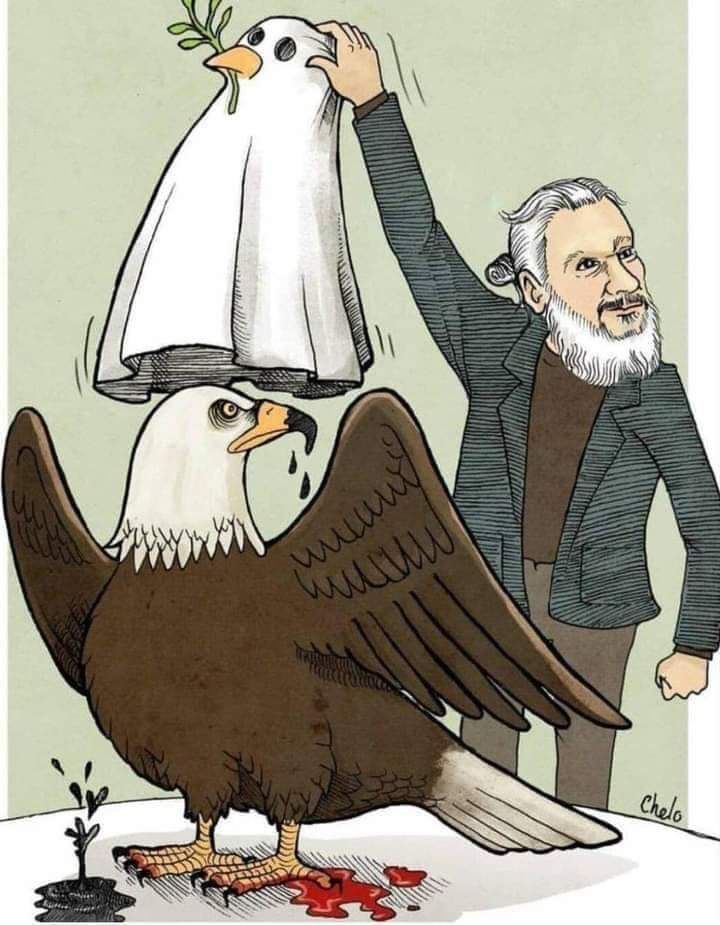 pueblopatriota's tweet photo. ⭕Julian Assange destapando al imperialismo estadounidense, quitándole esa careta de “paz y libertad” con la que constantemente emprende guerras imperialistas [mediante su OTAN y usando a regímenes fascistas creados por EEUU]. https://t.co/iRkQKz81WO