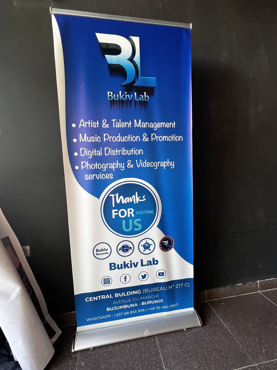BukivLab's tweet photo. NOTICE! 

Tomorrow #BukivLab we are reopening our new services at our new office located at Avenue du Marche Central Building No 217C 

Offered service: 
✅ Digital Distribution for music &amp; other contents! 
✅Artists Management 
WhatsApp: +257 68 855 936 https://t.co/9pHsl26JOr