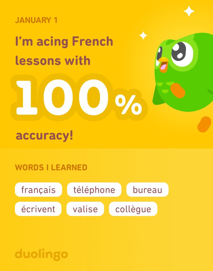 Moondarksword's tweet photo. I’m learning French on Duolingo! It’s free, fun, and effective. https://t.co/WuwfE8MimU