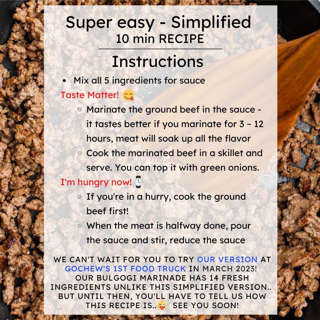 gochewKC's tweet photo. GOCHEW's Super Easy, Simplified Korean Recipe #1 - Bulgogi, Korean BBQ Beef! Feel free to share, leave us a comment with any questions 🙇‍♀️ #recipe #koreanfood #bulgogi #Kbbq #Koreanrecipe #easyrecipe https://t.co/DtF09VscmZ