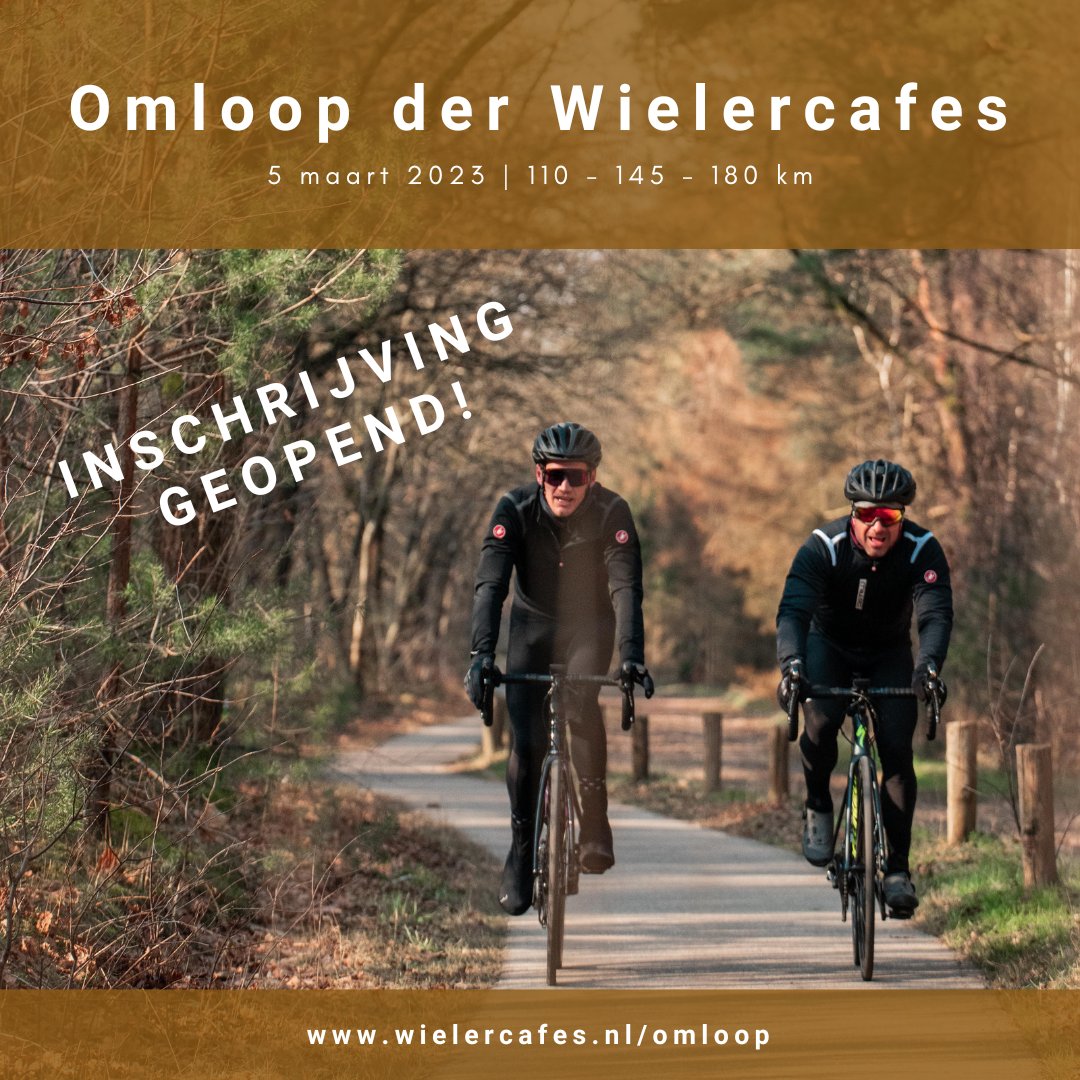 Inschrijving Omloop der Wielercafes geopend!💥 De ideale seizoensopener over 110 - 145 - 180 kilometer.
👉 wielercafes.nl/toertochten/om…
#odw23 #odw #wielercafes #fietscafes #toertocht @CafeCoureur @FixedCoffee @LimburgCycling