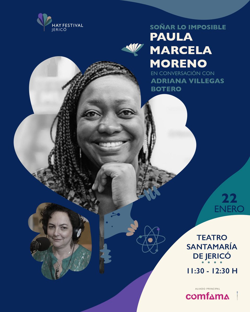 hayfestival_esp's tweet photo. 📖En #HayJericó23 acompaña a @PaulaMorenoZ  a Soñar lo imposible.  

La influyente líder social presenta su nuevo libro con la historia de líderes sociales que han ofrecido su talento para crear un país mejor.

🎟️Adquiere boletas en: https://t.co/Li4ie17Oki @Comfama https://t.co/cn1R3GWTND