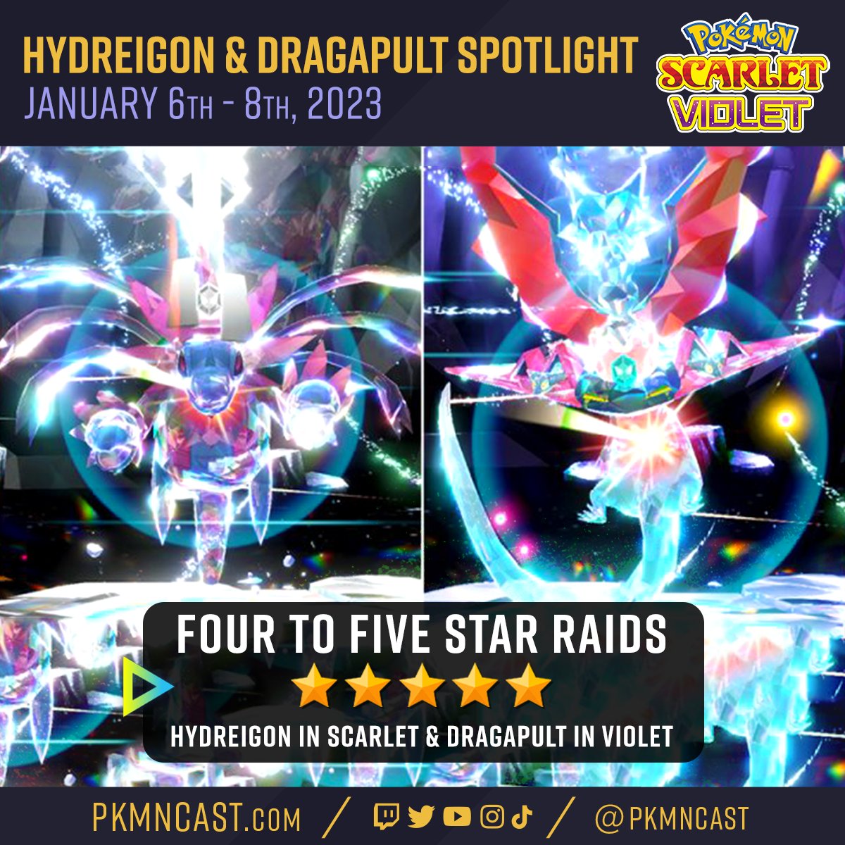 Pokemon Scarlet Violet announce Hydreigon / Dragapult Tera Raid