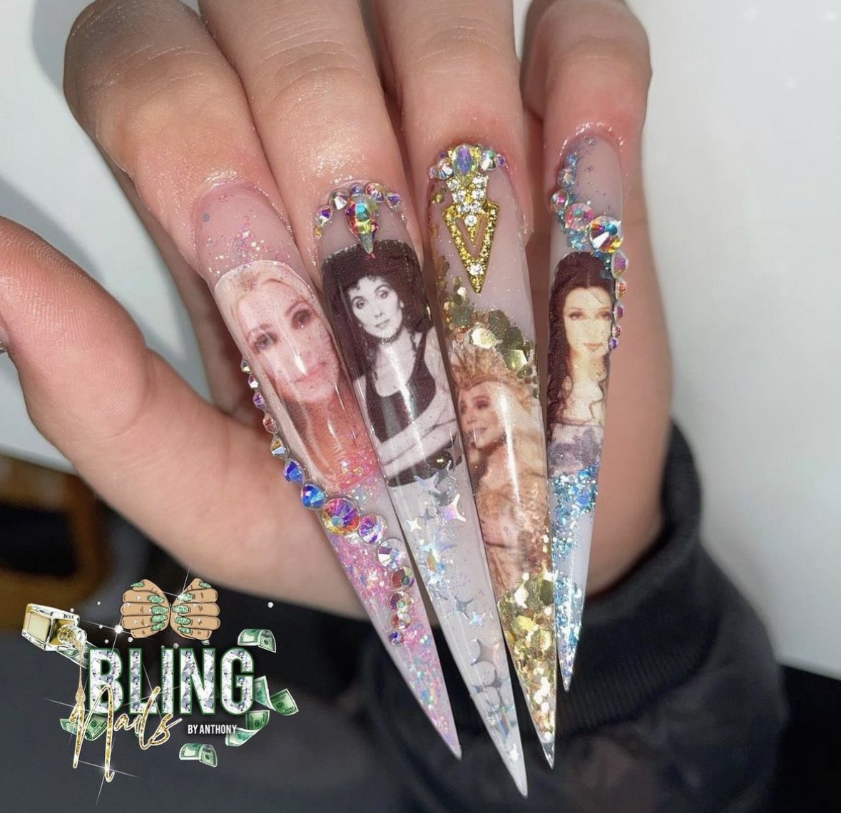 Anthonybluex's tweet photo. @cher Beautiful ring and beautiful nails. I created some Cher inspired nails for 2022 would love for you to see them! https://t.co/sX4zzTfWy0